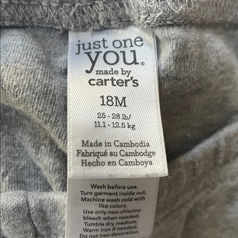 Carter’s grey elastic waist jogging pants 18 M